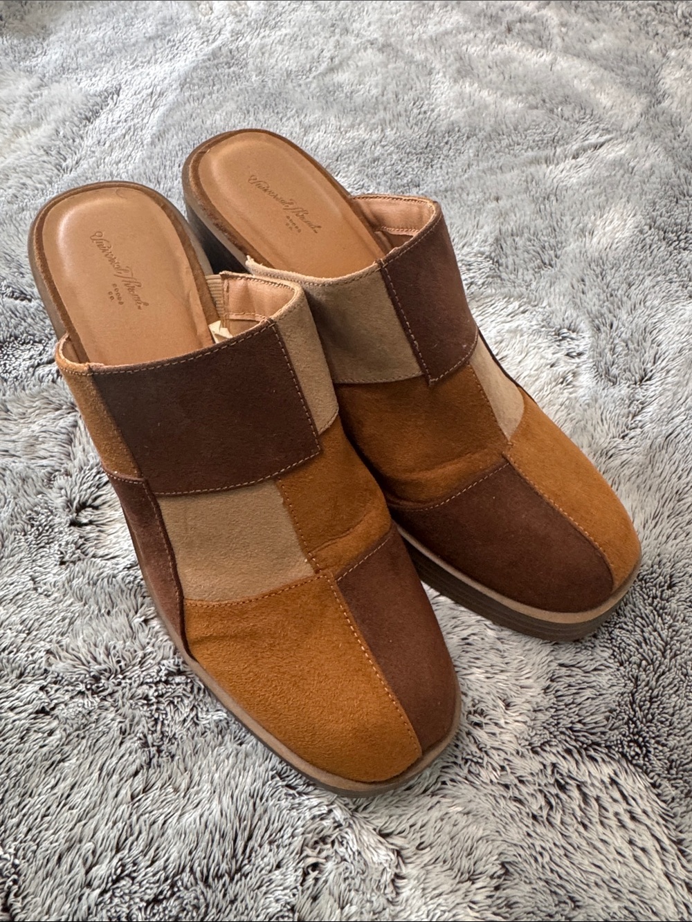 Universal Thread Tess Platform Mule Heels Patchwork Brown Women’s 10 Slip On - Picture 13 of 13